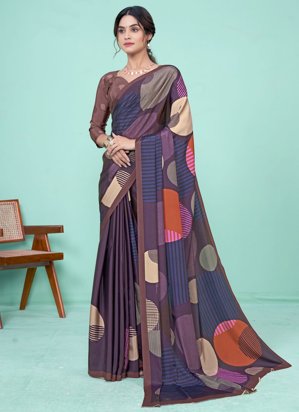 Classic Digital Print Pure Crepe Saree - S7781