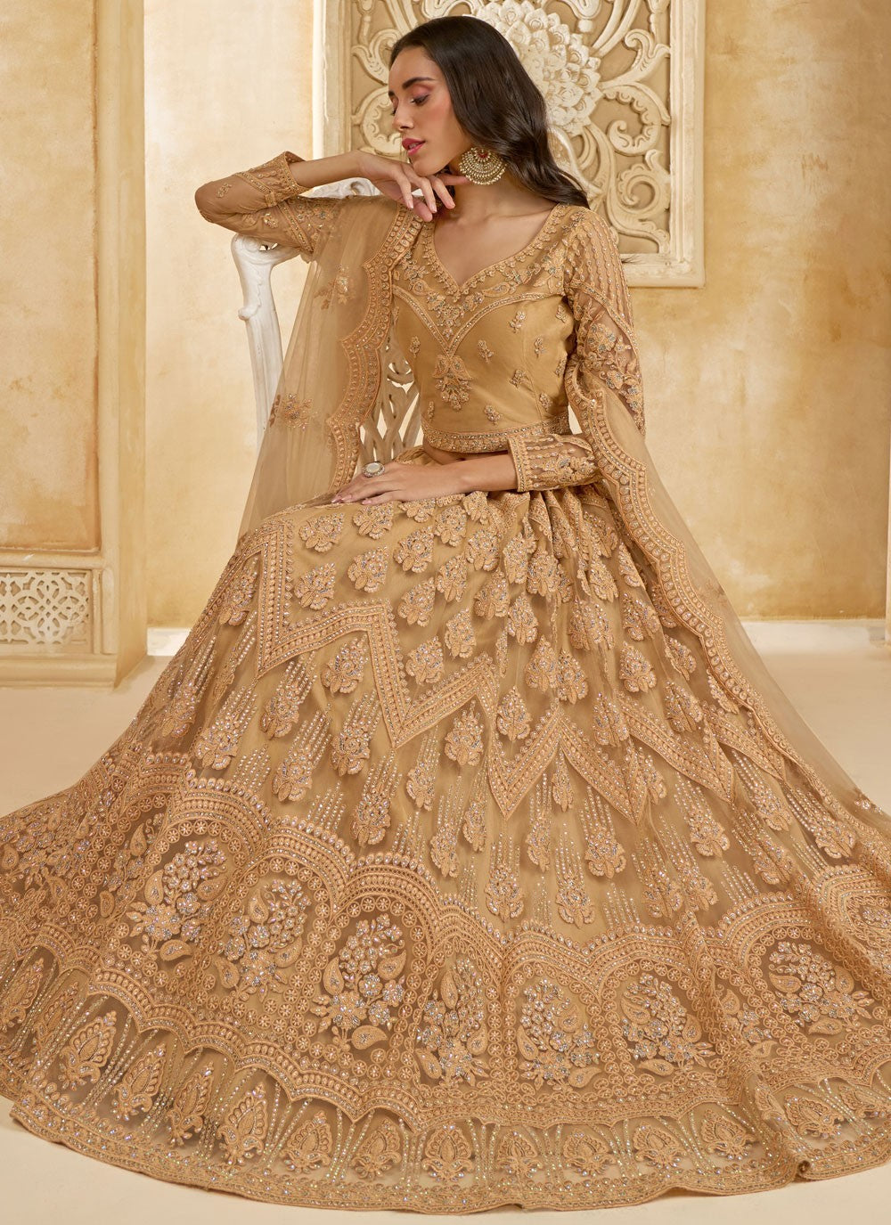 Cord Net A - Line Lehenga - L2858