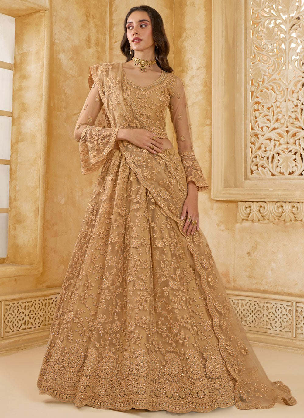 Cord Net A - Line Lehenga - L2858