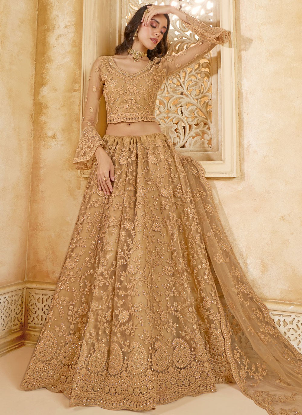 Cord Net A - Line Lehenga - L2858