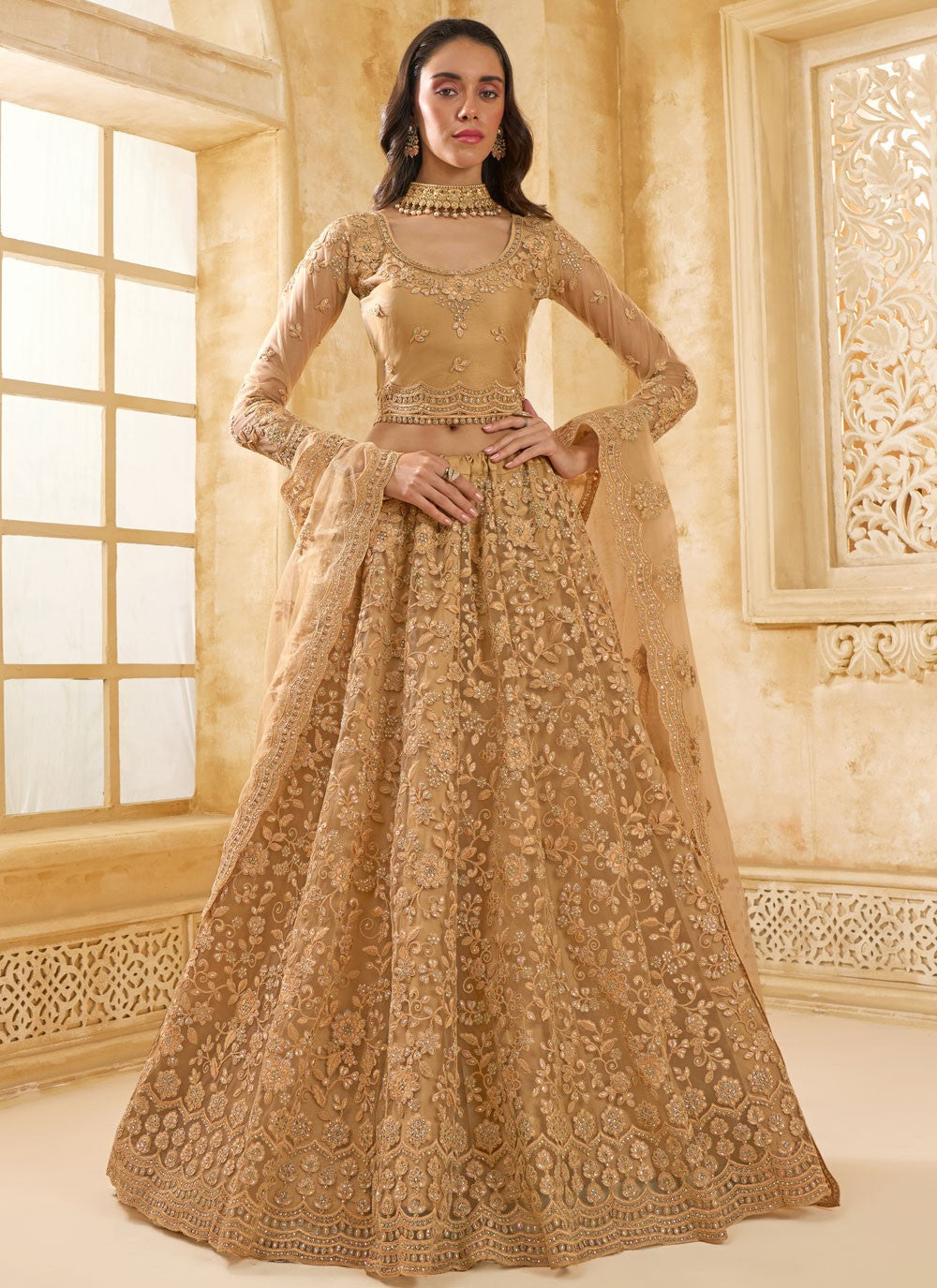 Cord Net A - Line Lehenga - L2858
