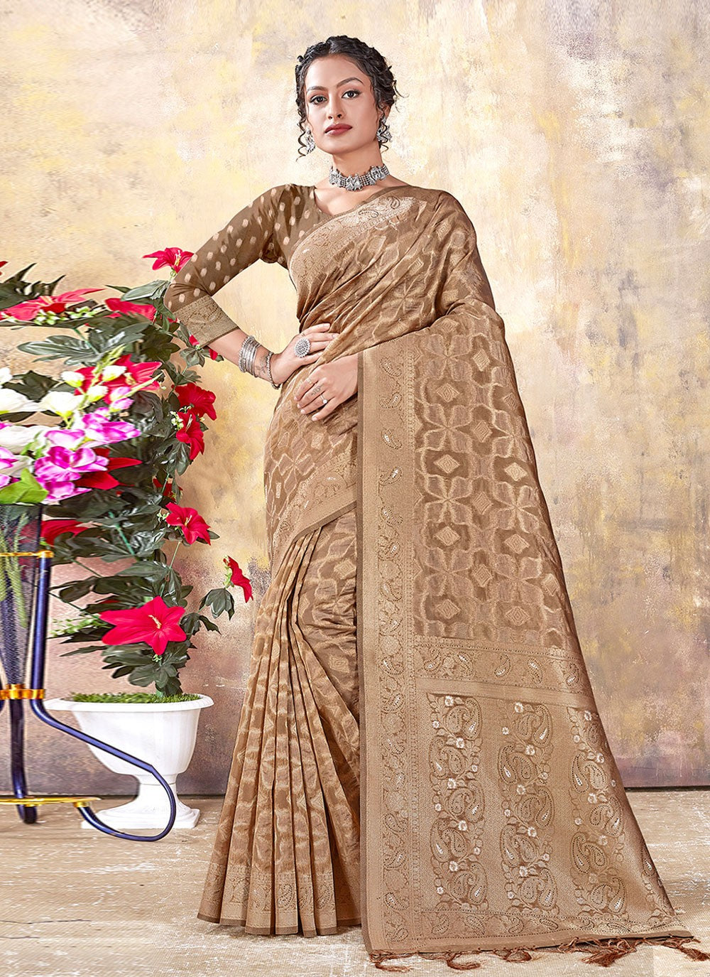 Classic Weaving Zari Organza Saree - S3030