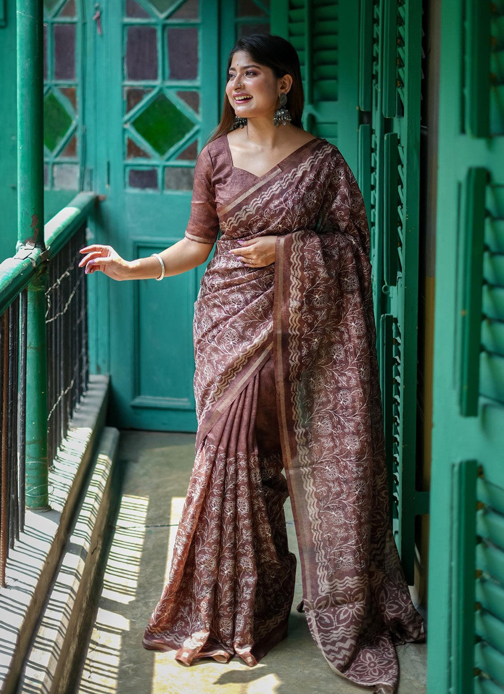 Classic Printed Tussar Silk Saree - S7112