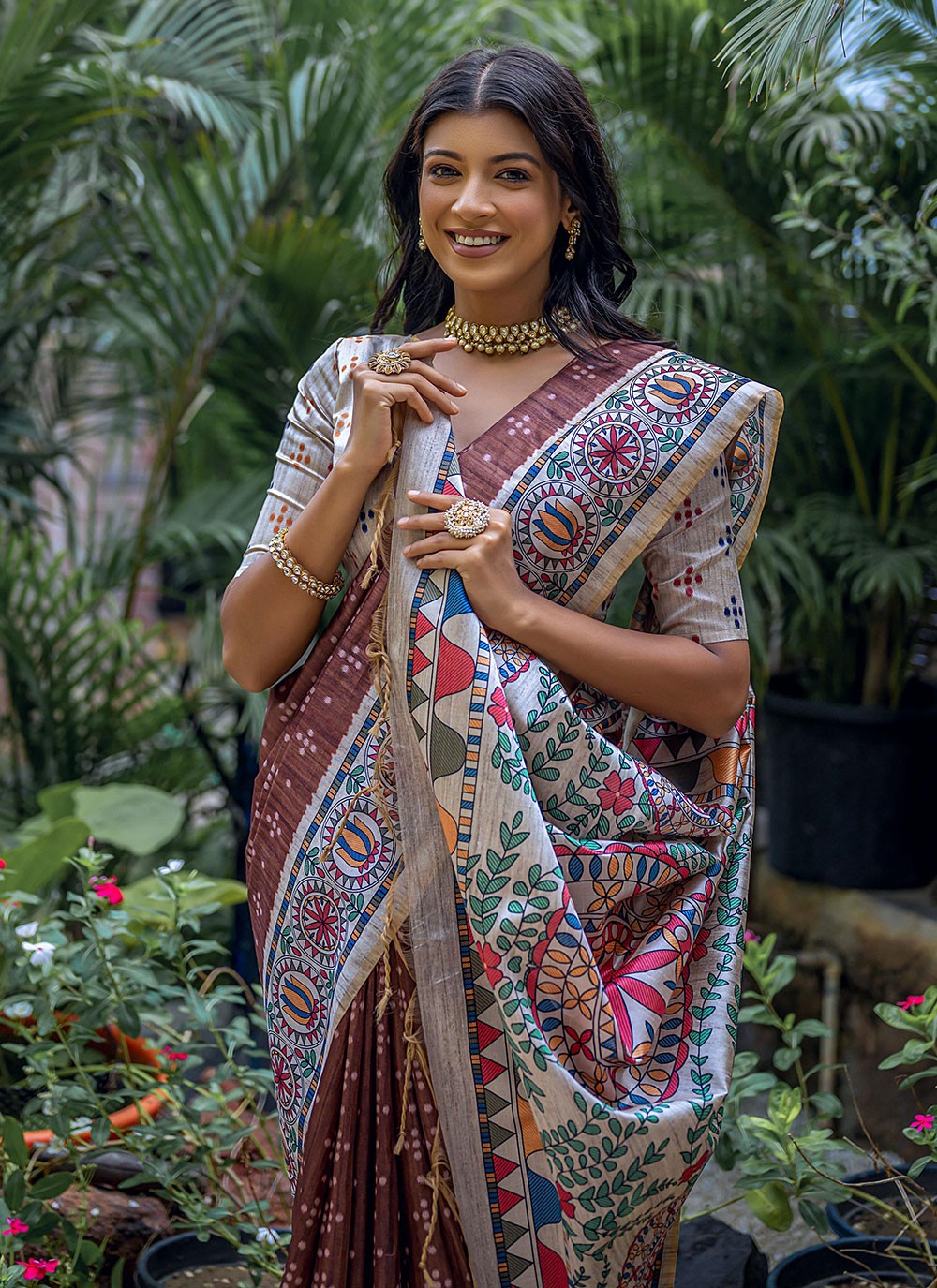Casual Printed Tussar Silk Saree - S7769