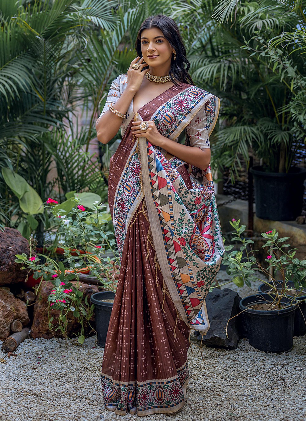 Casual Printed Tussar Silk Saree - S7769