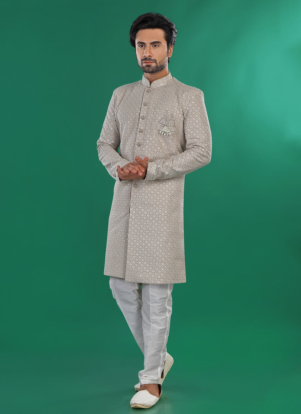 Embroidered Art Silk Brown Sherwani - M8811