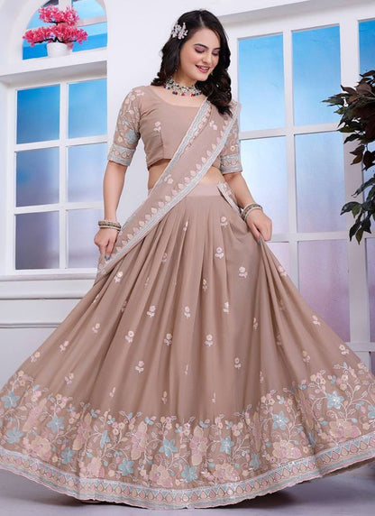 Faux Georgette Ceremonial, Festival, Mehandi & Sangeet A - Line Lehenga L3502