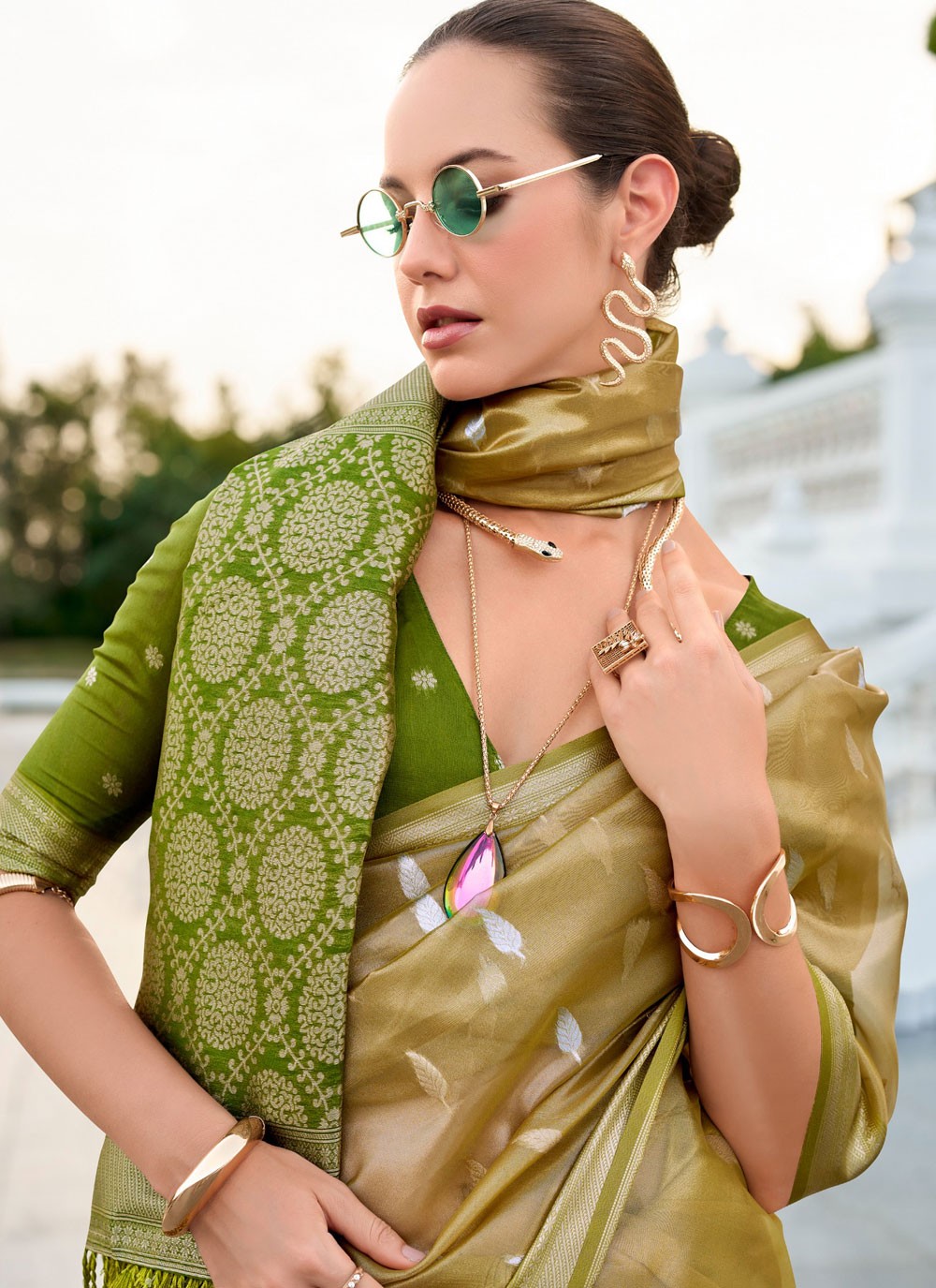 Woven Silk Brown Classic Saree S14841