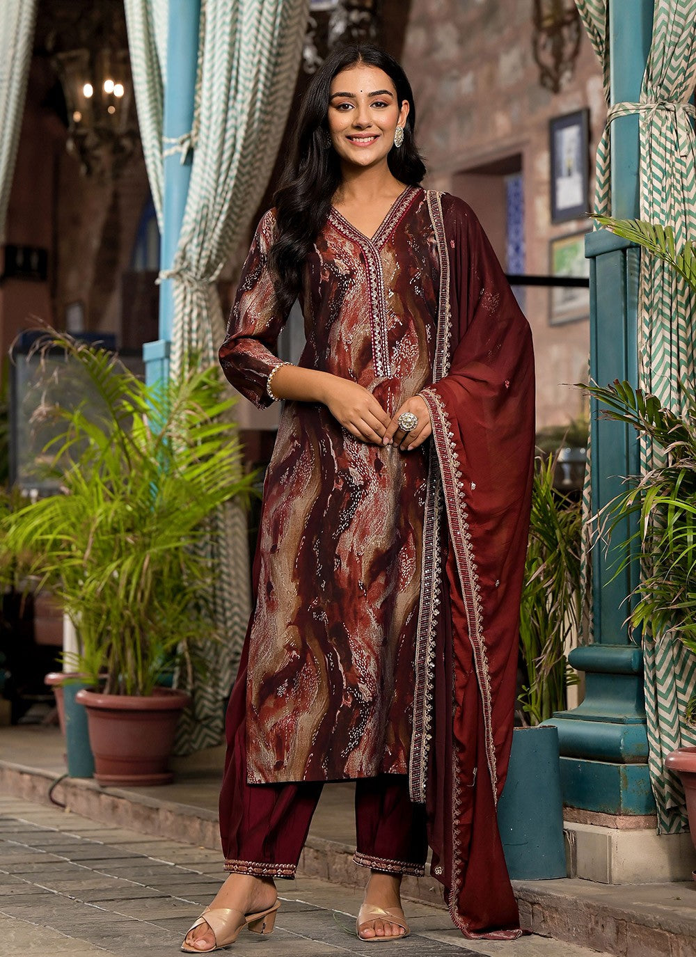 Embroidered Silk Salwar Suit - T4673