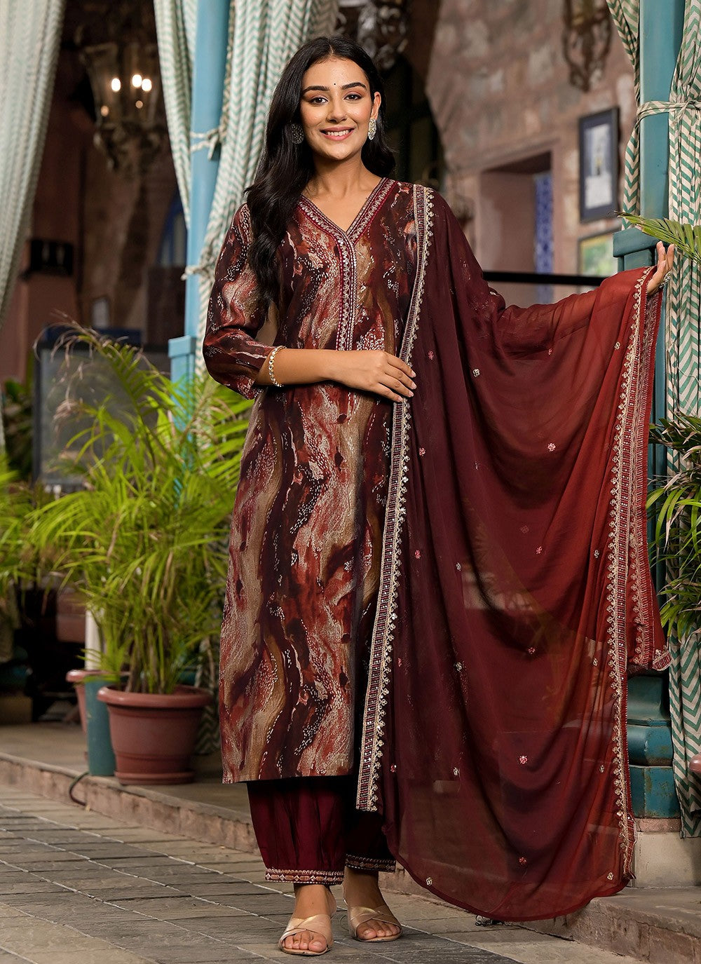 Embroidered Silk Salwar Suit - T4673
