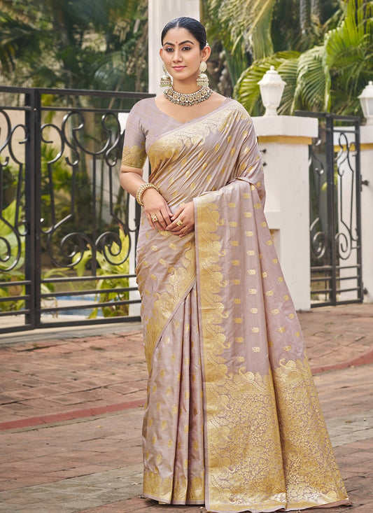 Weaving Zari Silk Brown Saree S14569