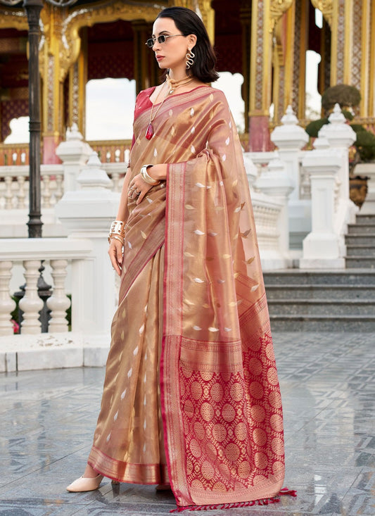 Woven Silk Brown Trendy Saree S14845