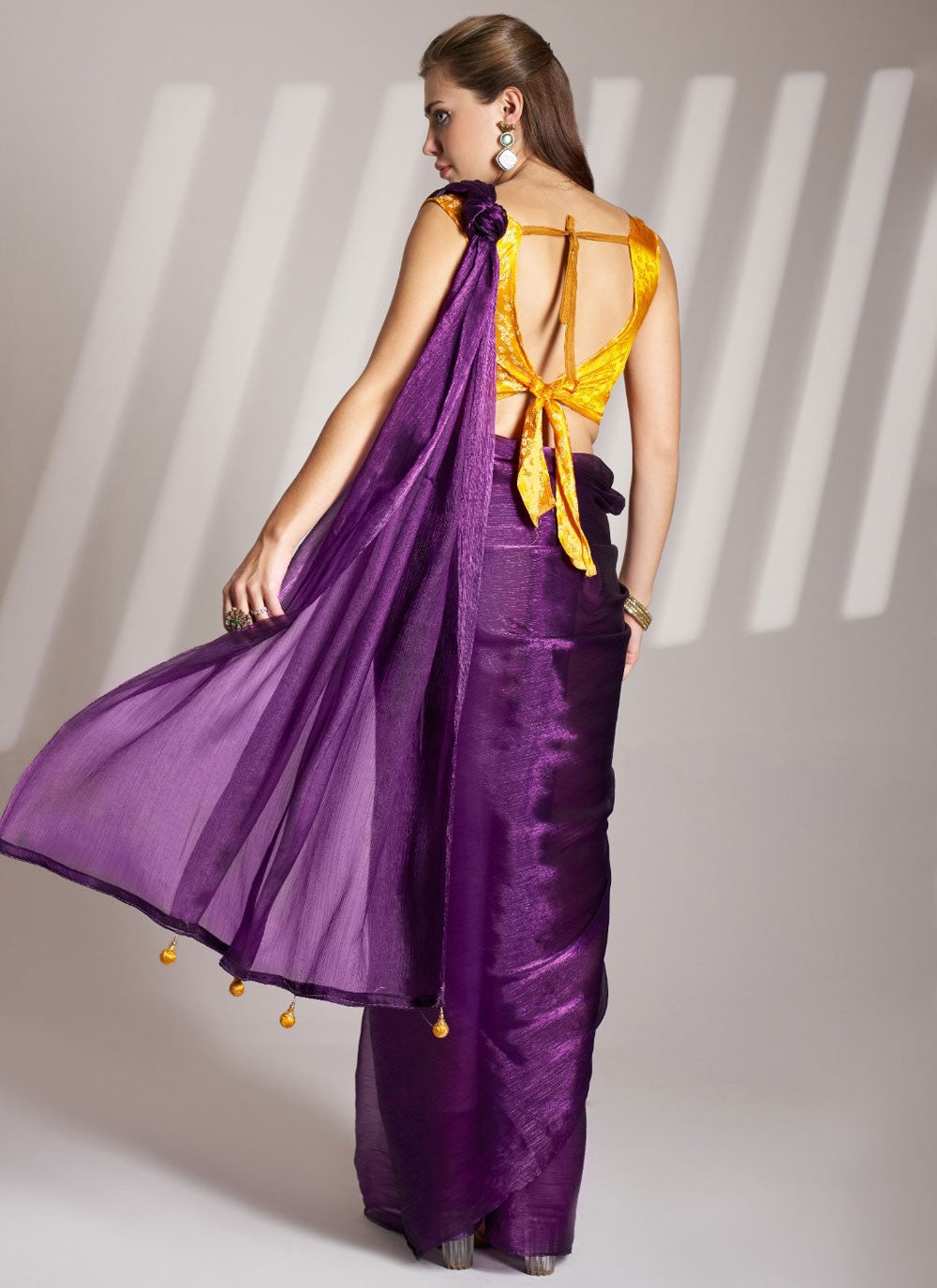 Plain Burburry Purple Saree S13799