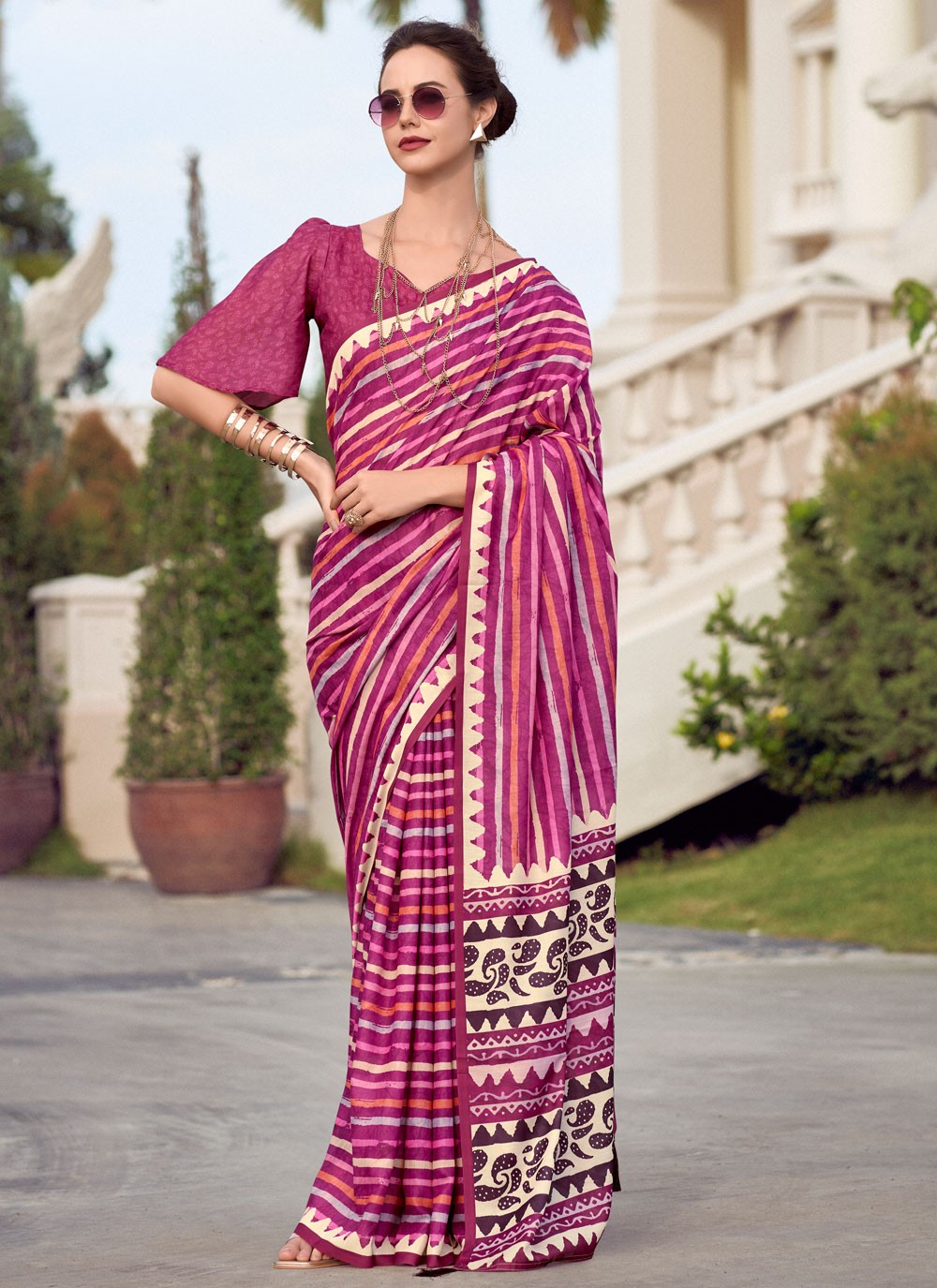Classic Printed Silk Saree - S8140