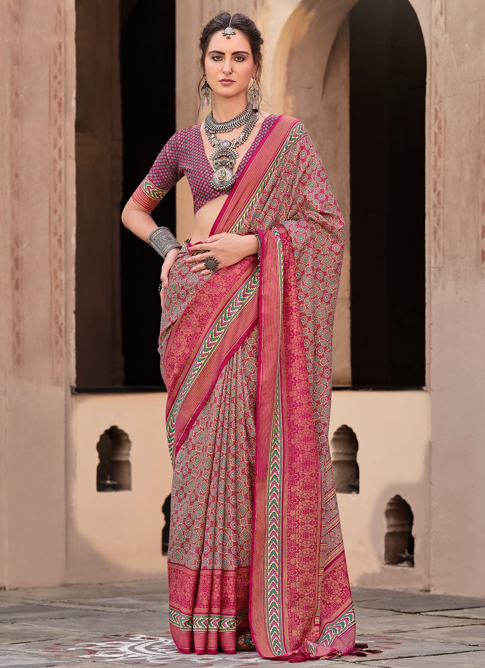 Classic Printed Silk Saree - S8623
