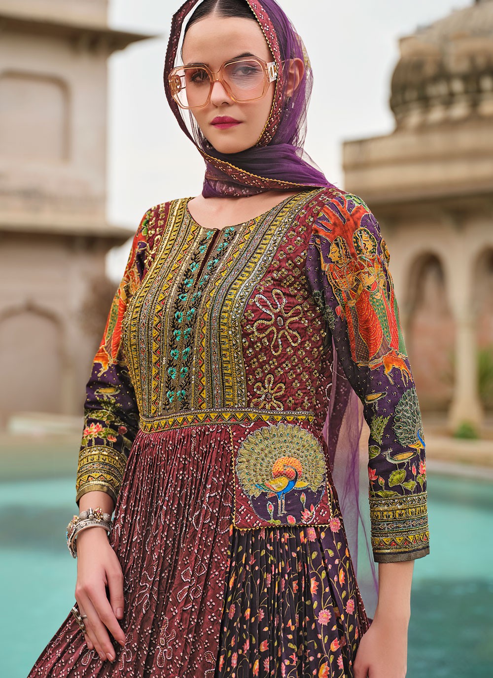 Embroidered Silk Gown - G1886