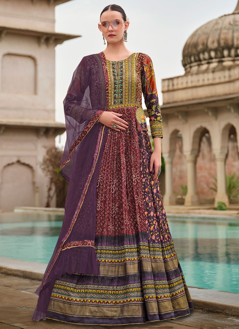 Embroidered Silk Gown - G1886