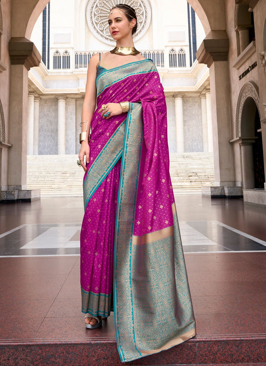 Weaving Zari Silk Burgundy Saree S14430
