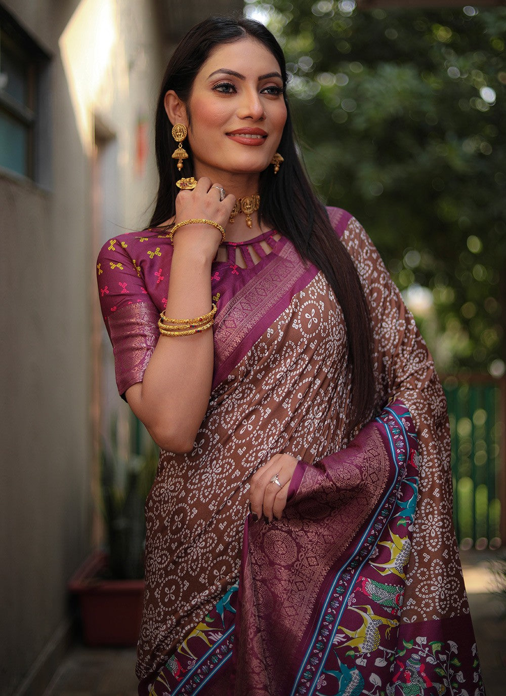 Contemporary Bandhej Silk Saree - S8865