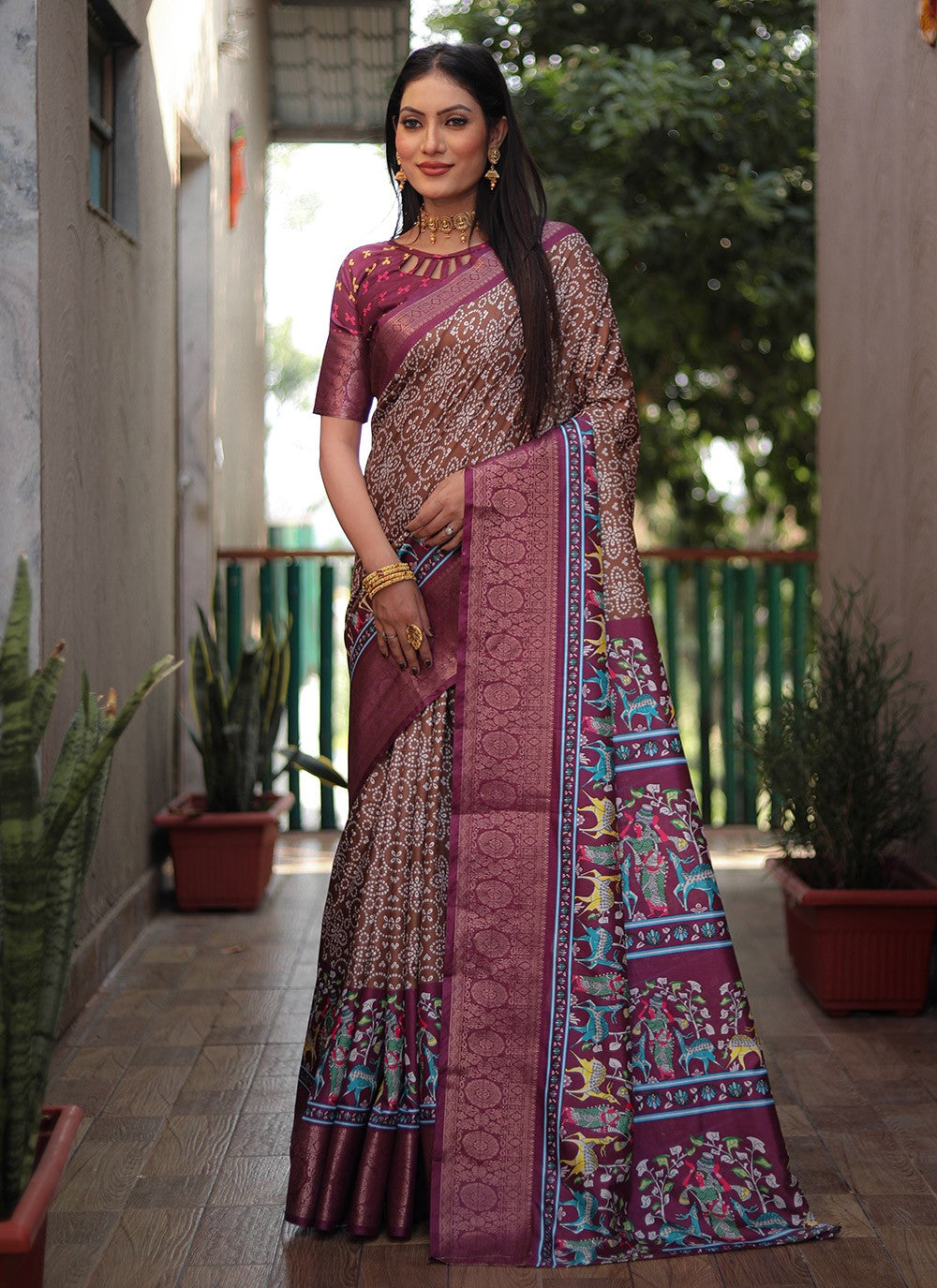 Contemporary Bandhej Silk Saree - S8865