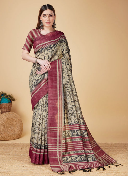 Casual Printed Silk Saree - S5573