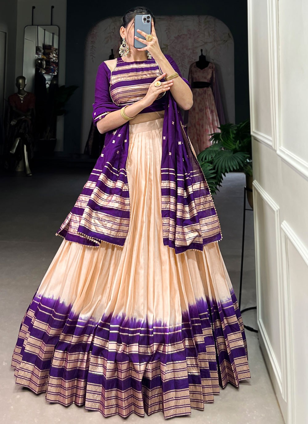 Chanderi Ceremonial, Festival, Mehandi & Sangeet A - Line Lehenga L3628