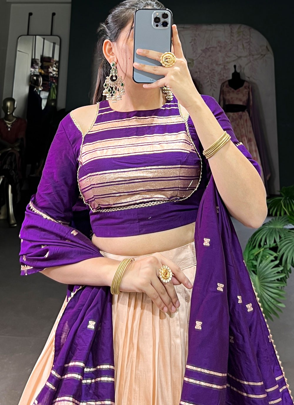 Chanderi Ceremonial, Festival, Mehandi & Sangeet A - Line Lehenga L3628