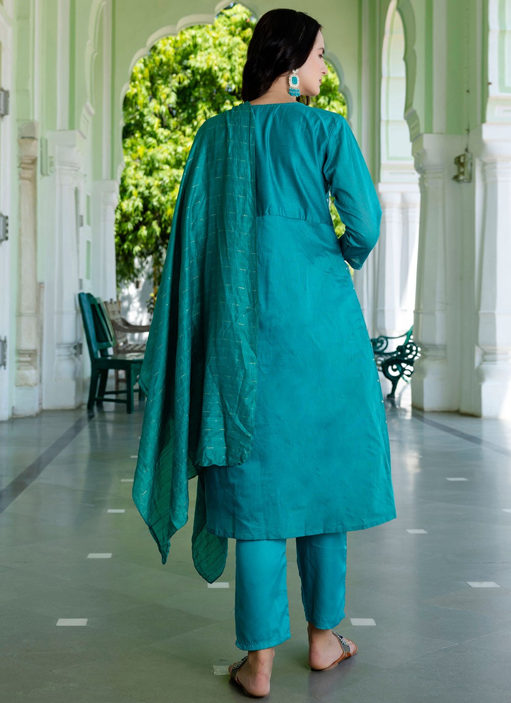 Pant Style Suit Embroidered, Jacquard Work Rama T7117