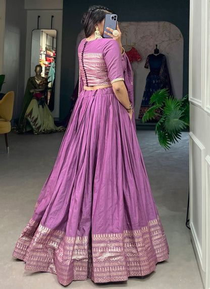 Border Work Chanderi A - Line Lehenga - L2742