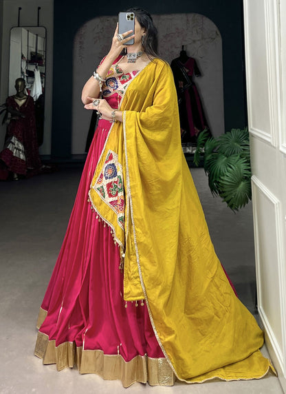 Border Work Chanderi Readymade Lehenga Choli - L2749