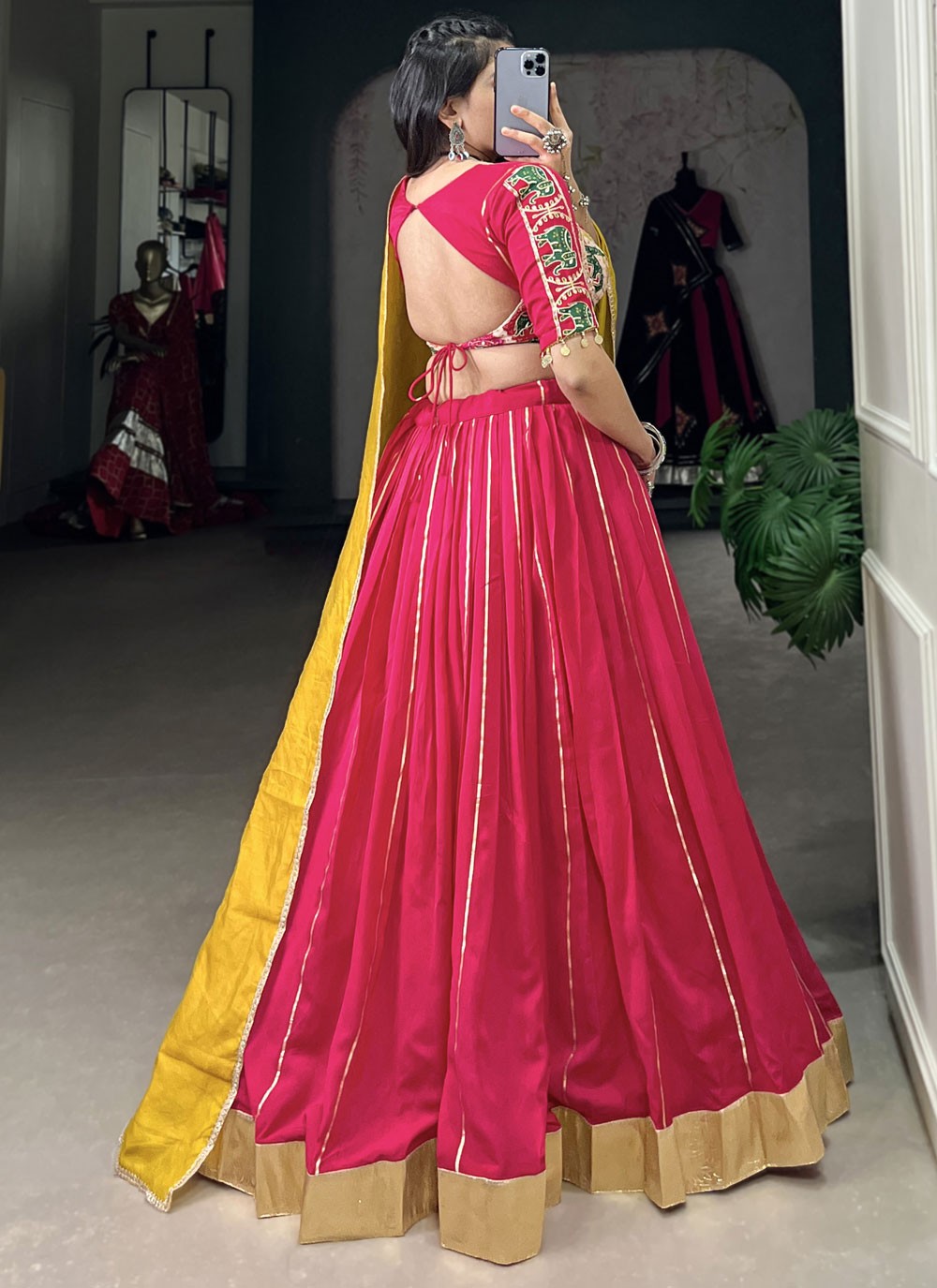 Border Work Chanderi Readymade Lehenga Choli - L2749