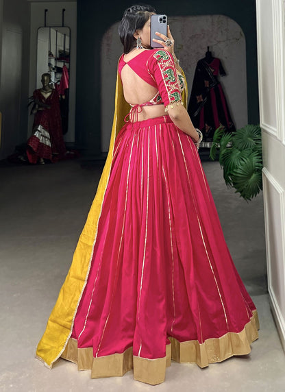 Border Work Chanderi Readymade Lehenga Choli - L2749