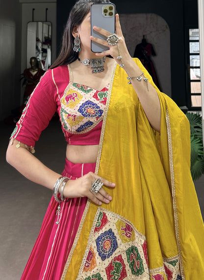 Border Work Chanderi Readymade Lehenga Choli - L2749
