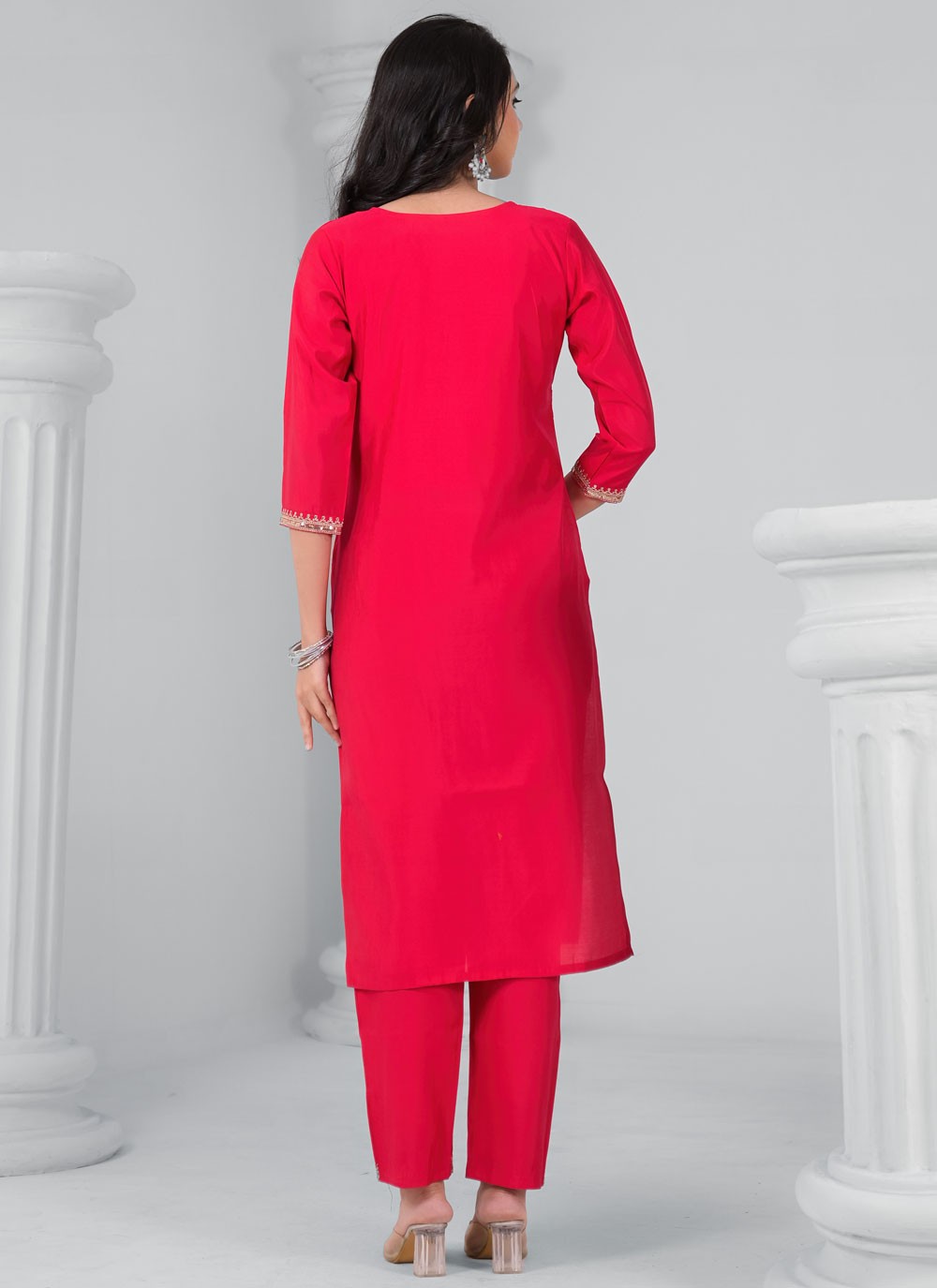 Readymade Style Embroidered, Sequins, Zari Red T7342