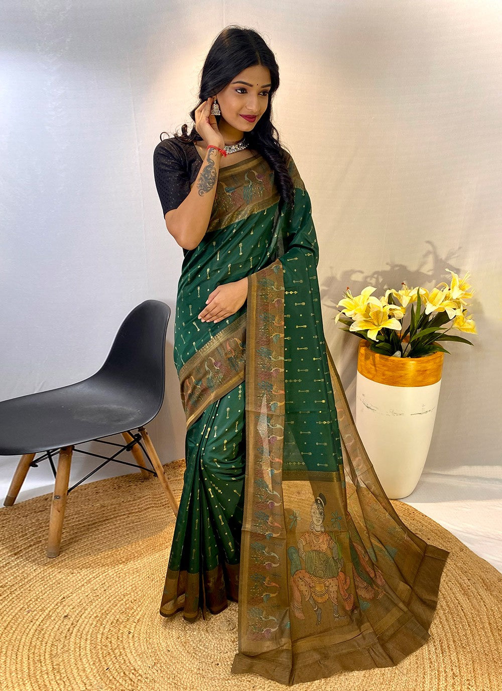Classic Border Work Chanderi Silk Saree - S8432