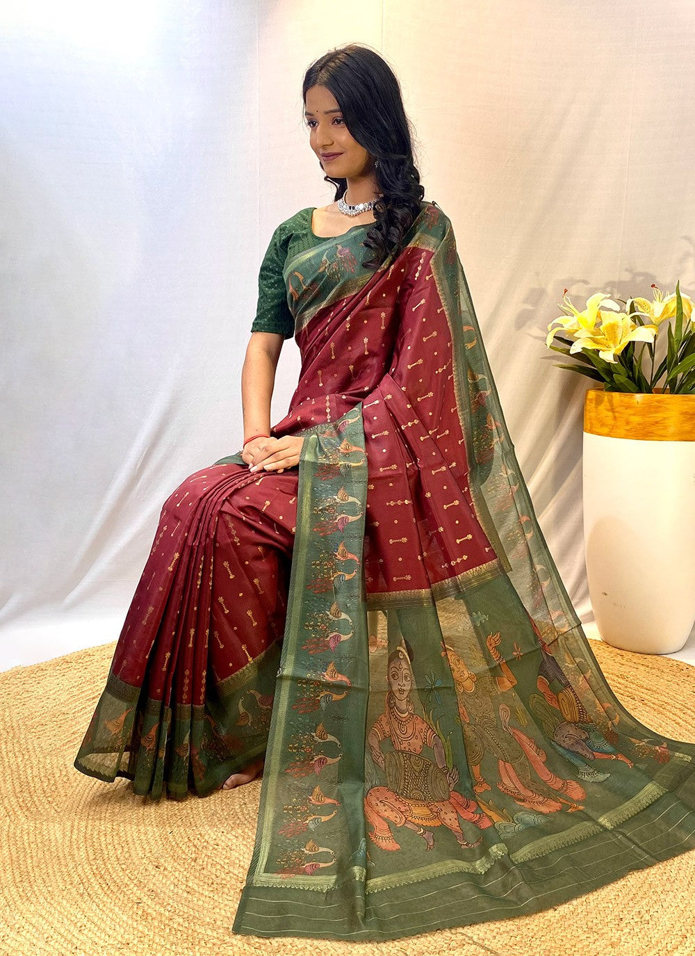 Classic Border Work Chanderi Silk Saree - S8432