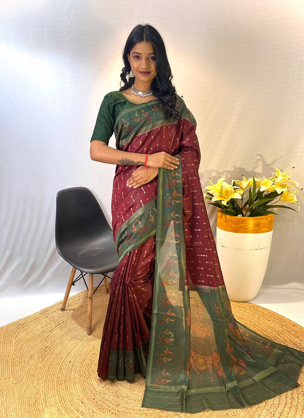 Classic Border Work Chanderi Silk Saree - S8432