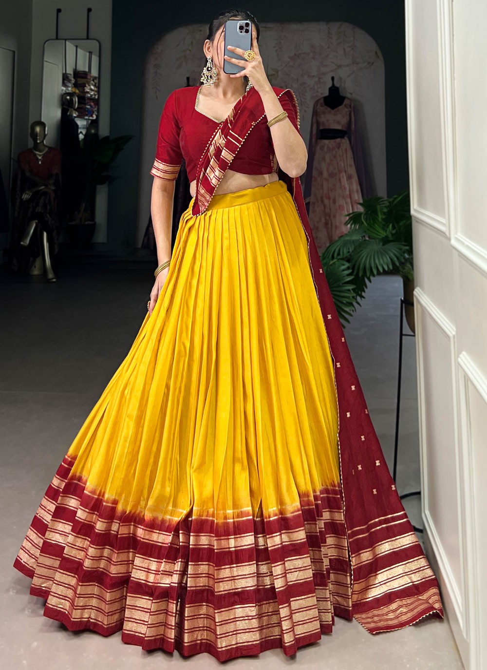 Chanderi Ceremonial, Festival, Mehandi & Sangeet A - Line Lehenga L3629