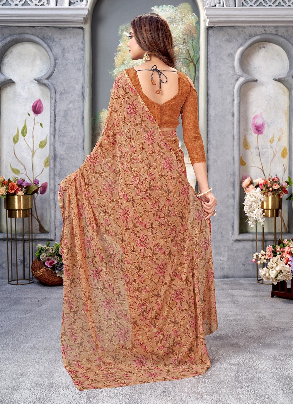 Trendy Printed Chiffon Saree - S5106