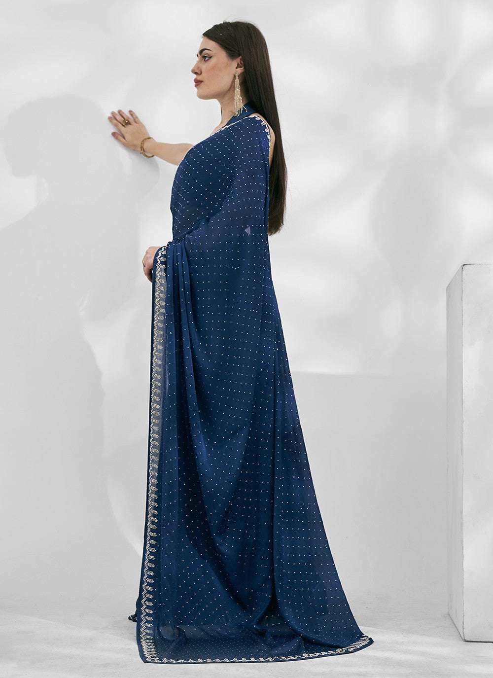 Classic Border Work Chiffon, Satin Saree - S5283