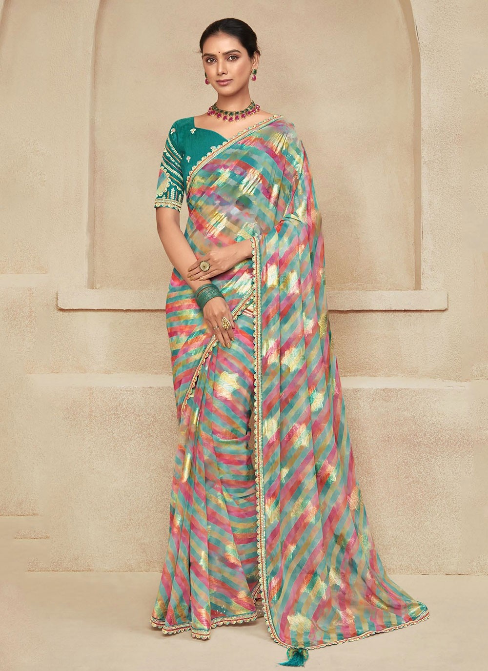 Classic Floral Printed Chiffon Saree - S6204