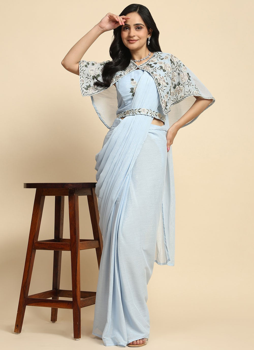 Classic Plain Chiffon Saree - S6491