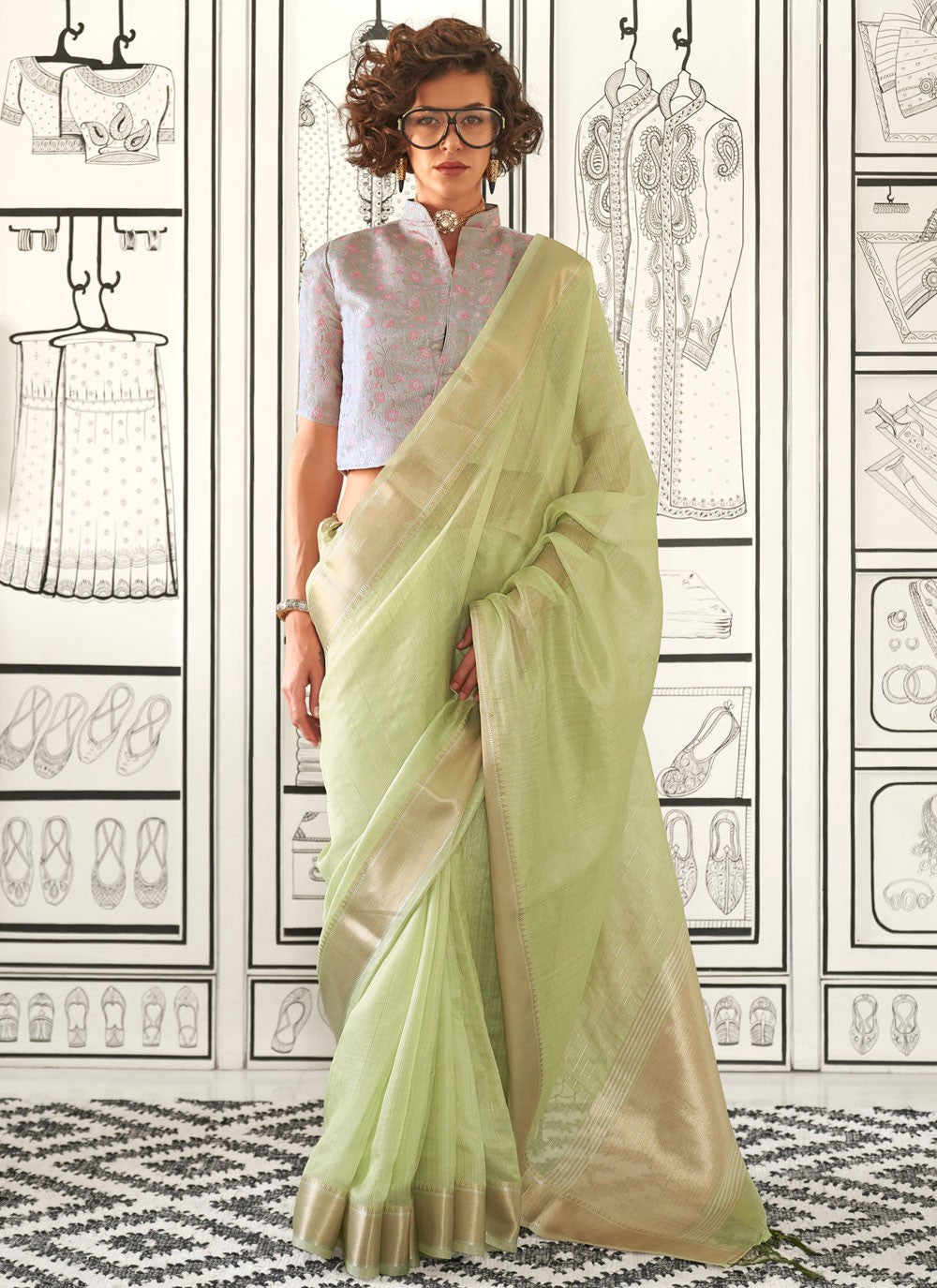 Classic Weaving Zari Chiffon Saree - S7396