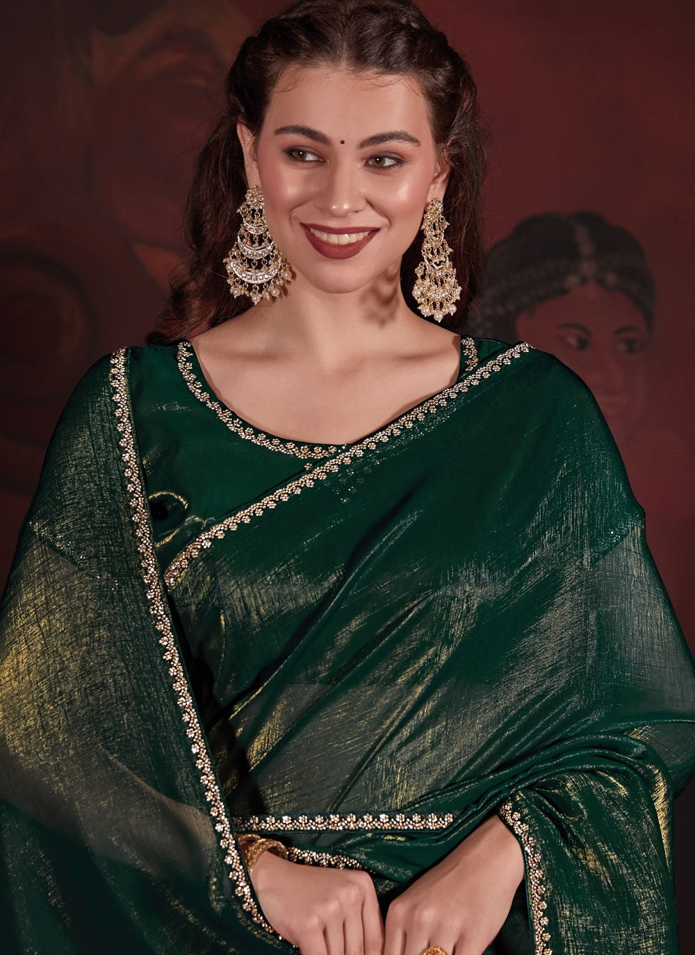 Trendy Zircon Chiffon Saree - S5644