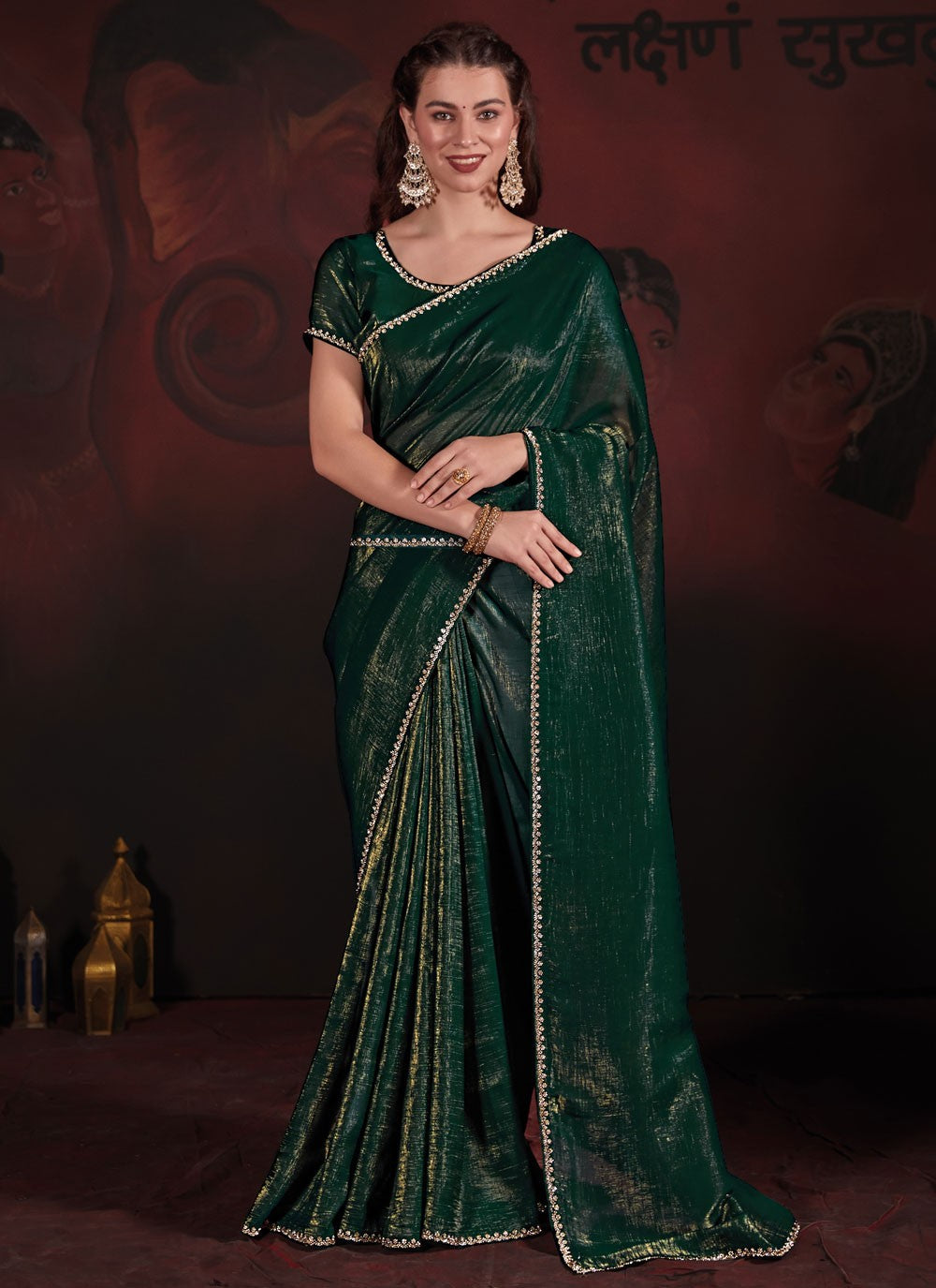 Trendy Zircon Chiffon Saree - S5644