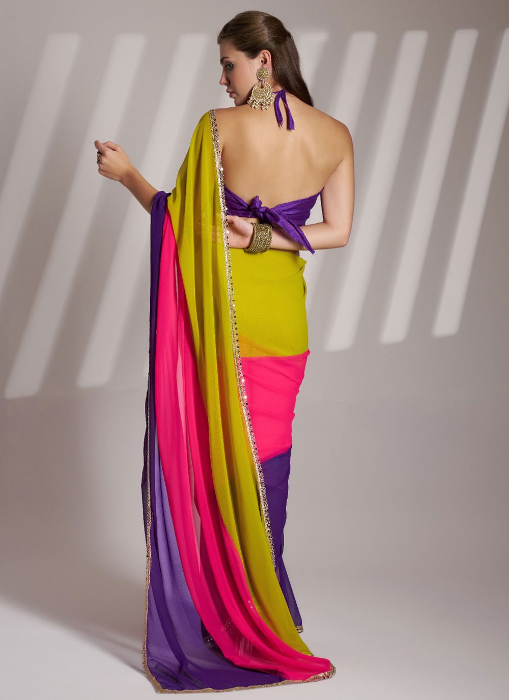 Lace Chiffon Multi Colour Saree S13736