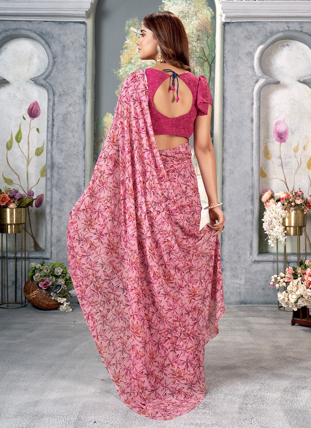 Trendy Printed Chiffon Saree - S5106