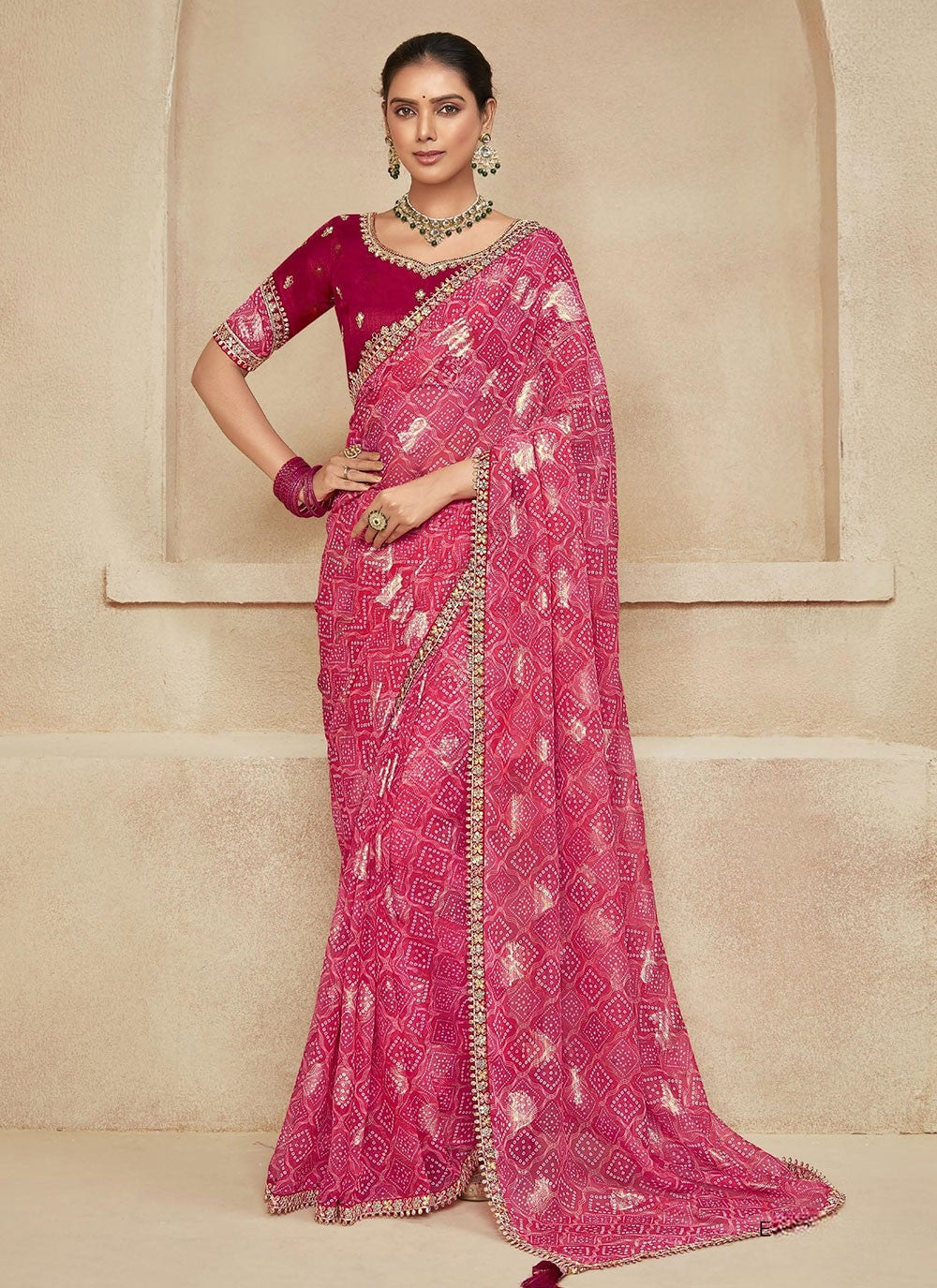 Classic Floral Printed Chiffon Saree - S6204