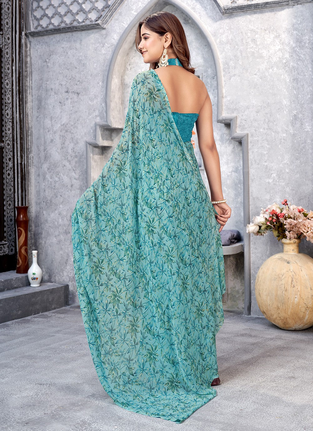 Trendy Printed Chiffon Saree - S5106