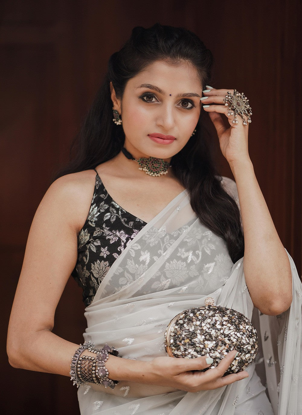 Trendy Fancy Work Chiffon Saree - S5752